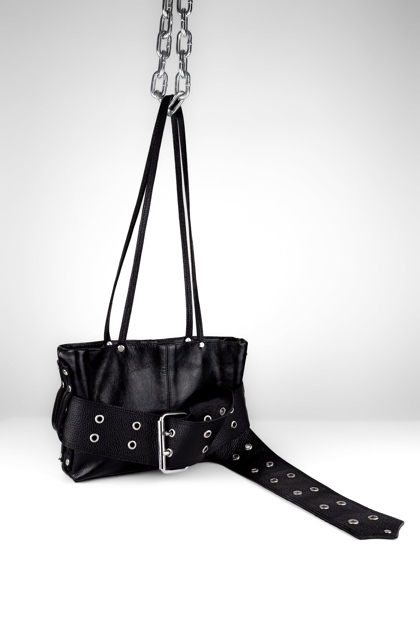 BLACK BELTED BAG