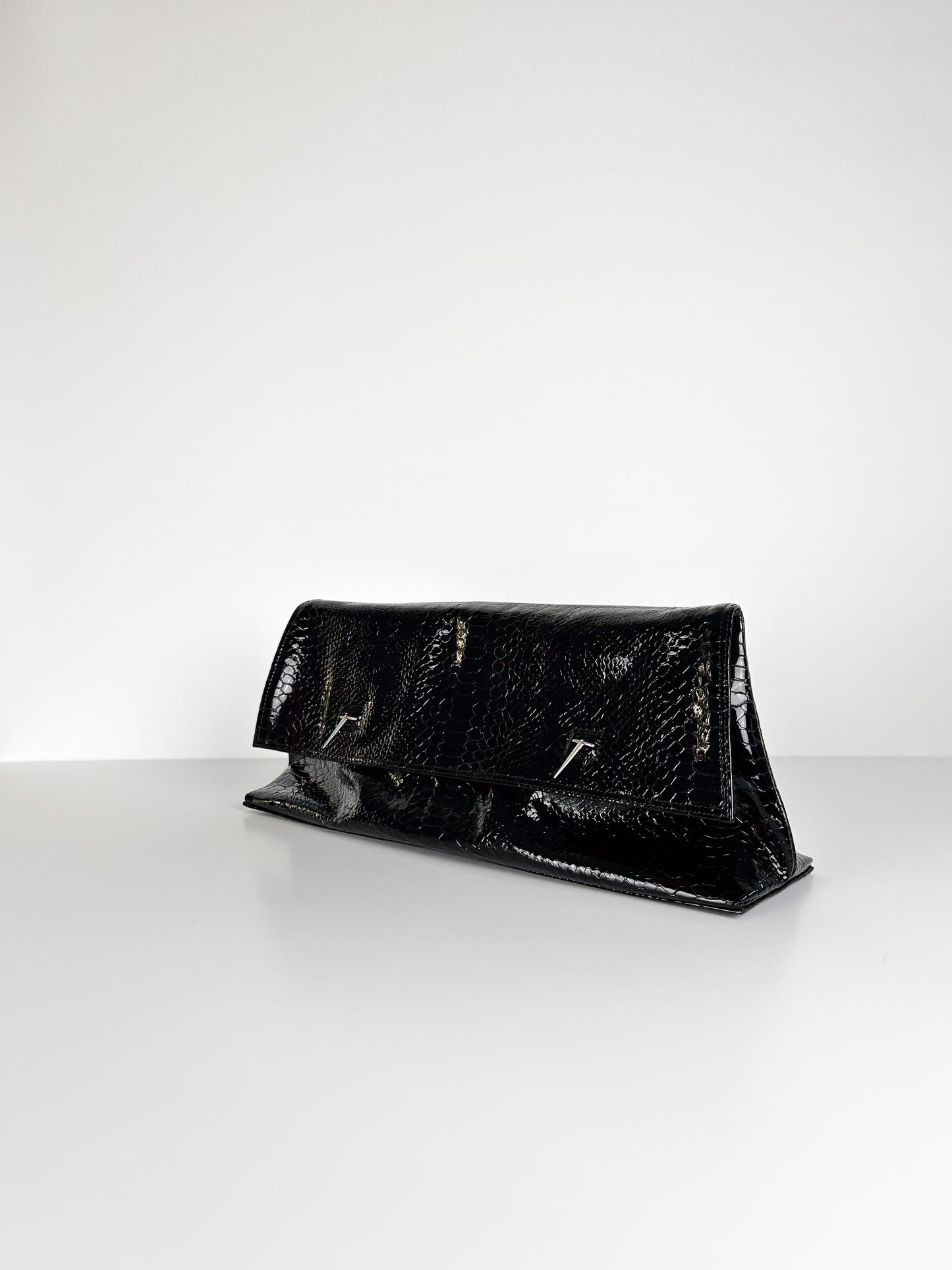 PATENT FOLD OVER CLUTCH