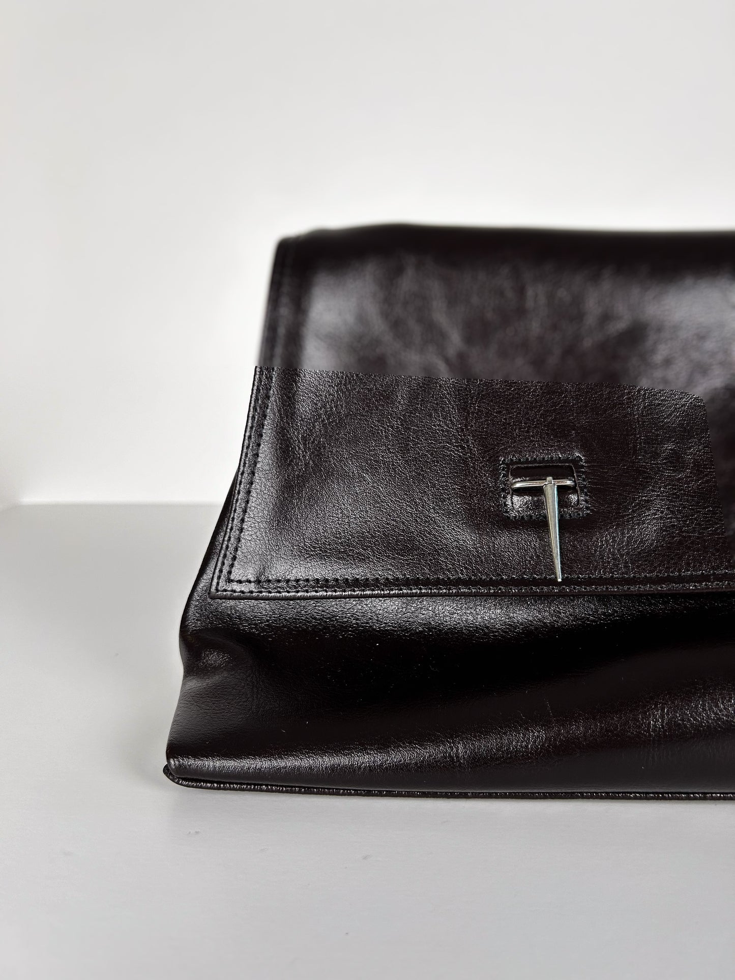 HEAVY BROWN FOLD OVER CLUTCH