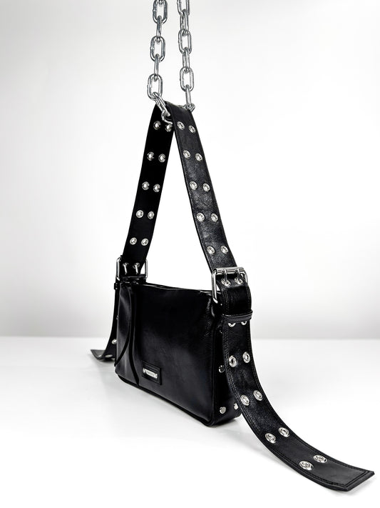 HEAVY BLACK DOUBLE BUCKLE BAGUETTE