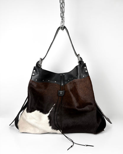 LARGE TRI-COLOUR COWHIDE TRAVELLER