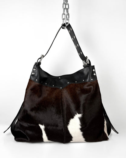 LARGE TRI-COLOUR COWHIDE TRAVELLER