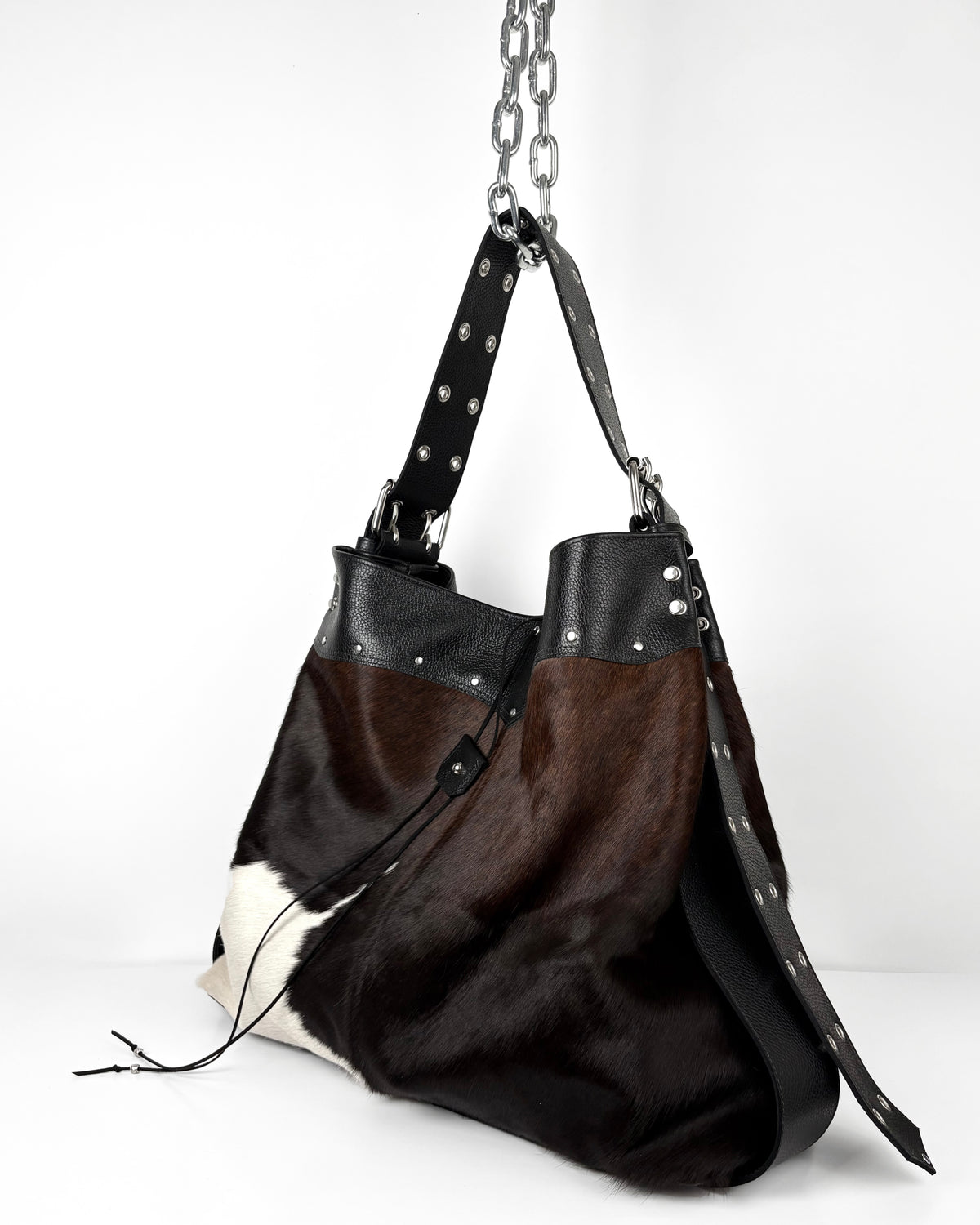 LARGE TRI-COLOUR COWHIDE TRAVELLER