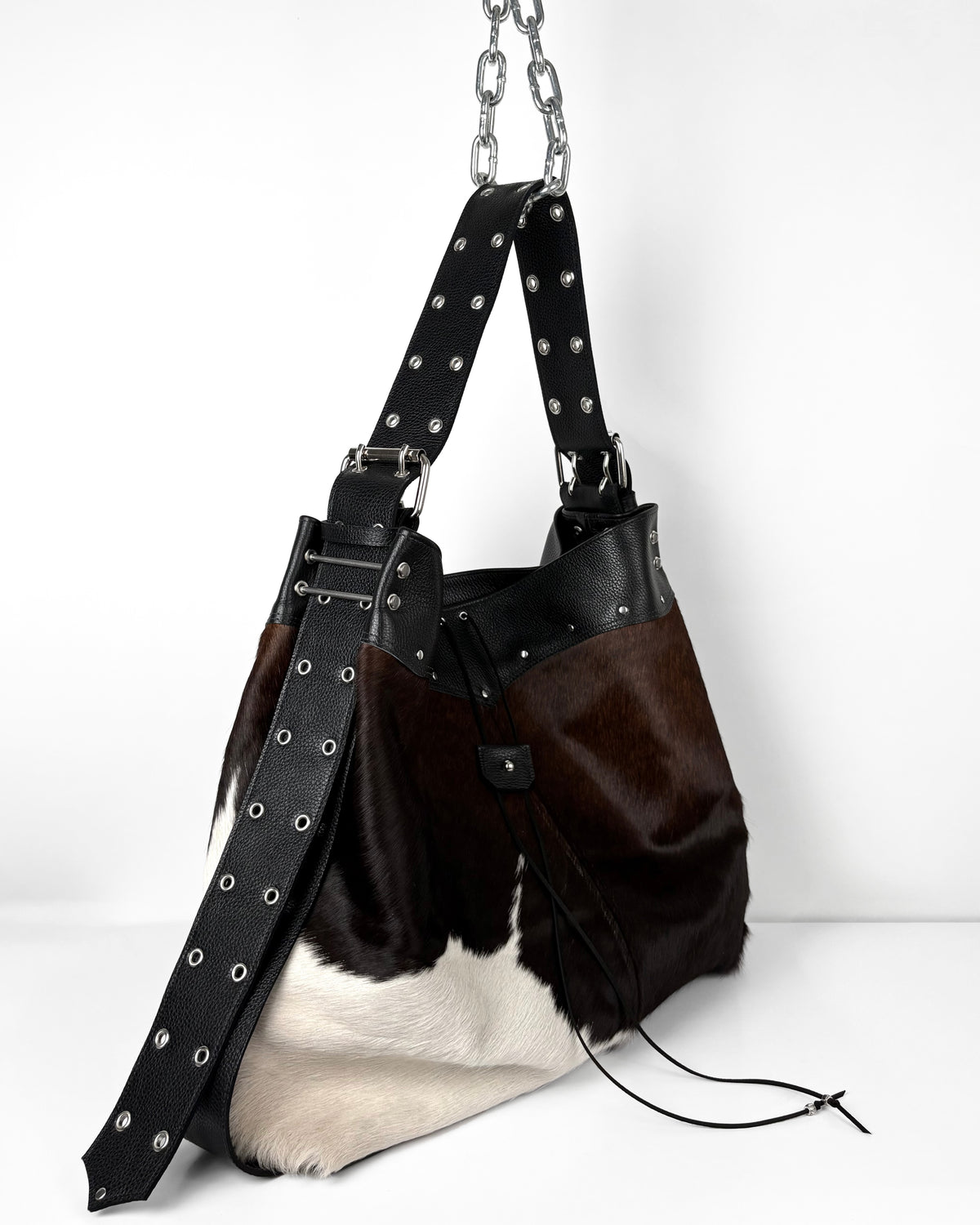 LARGE TRI-COLOUR COWHIDE TRAVELLER