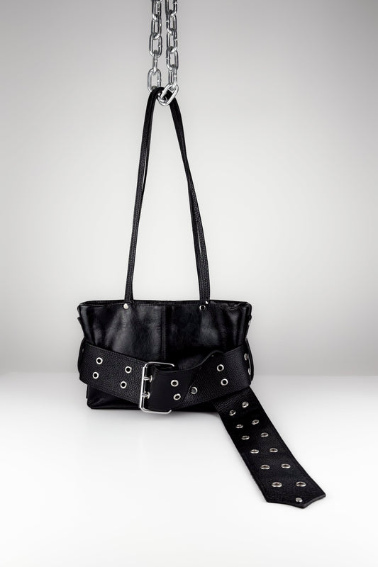 BLACK BELTED BAG