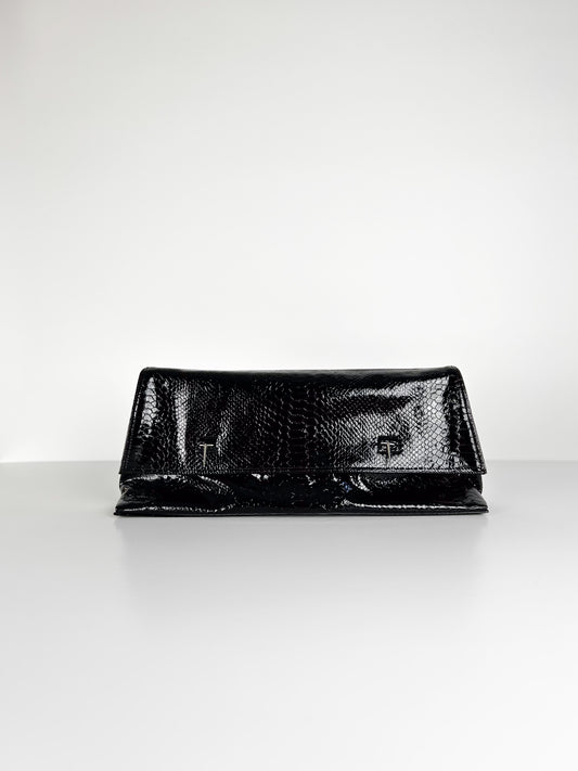 PATENT FOLD OVER CLUTCH