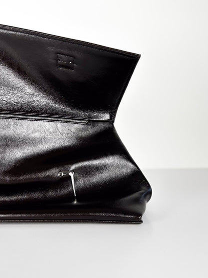 HEAVY BROWN FOLD OVER CLUTCH