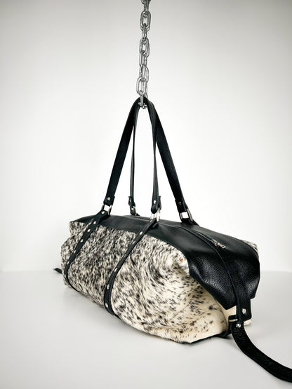 SALT & PEPPER COWHIDE TRAVEL BAG