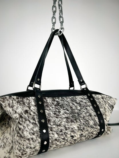 SALT & PEPPER COWHIDE TRAVEL BAG