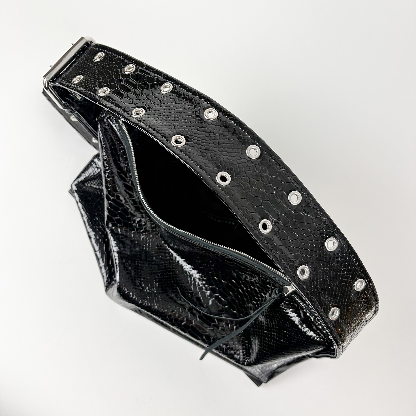 PATENT SNAKE SHOULDER BAG