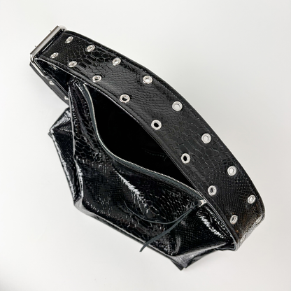 PATENT SNAKE SHOULDER BAG