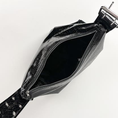 PATENT SNAKE SHOULDER BAG