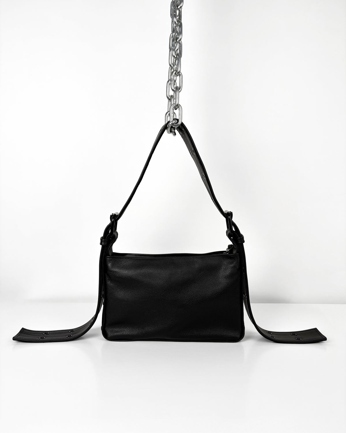 BLACK ON BLACK DOUBLE BUCKLE BAGUETTE