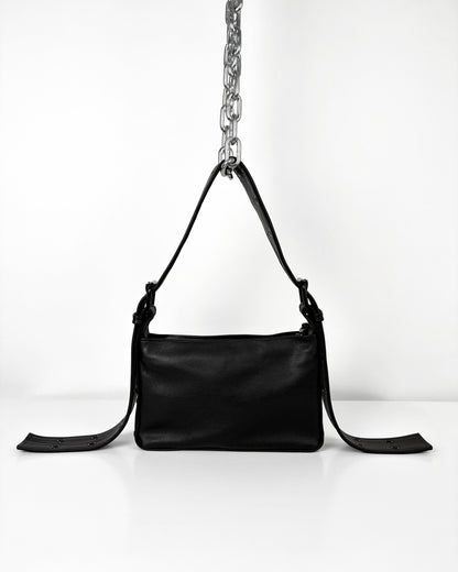 BLACK ON BLACK DOUBLE BUCKLE BAGUETTE
