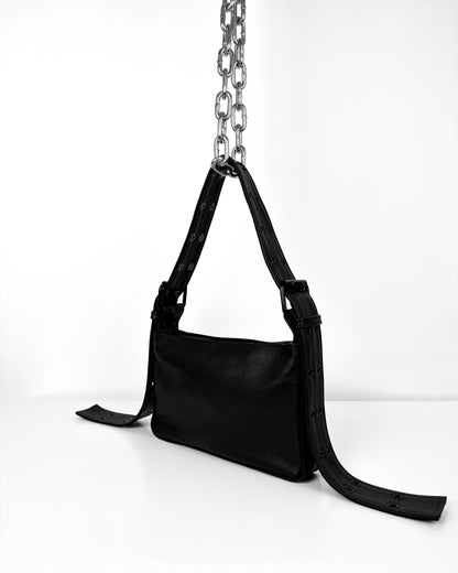 BLACK ON BLACK DOUBLE BUCKLE BAGUETTE